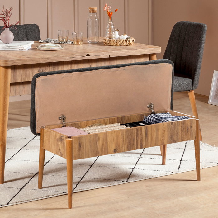 Hanah Home Banco Vina Anthracite, Atlantic Pino 110x48x40cm